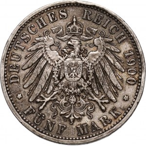 Germany, Oldenburg, Friedrich August, 5 Mark 1900 A, Berlin