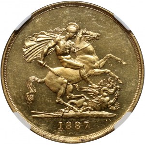 Wielka Brytania, Wiktoria, 5 funtów 1887, Londyn