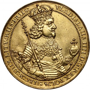Władysław IV Waza, 10 dukatów 1644, Gdańsk, donatywa z panoramą miasta