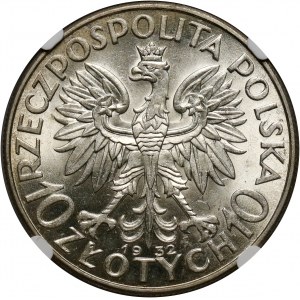 II RP, 10 złotych 1932, Londyn, Głowa kobiety