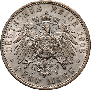 Germany, Saxe-Meiningen, Georg II, 5 Mark 1908 D, Munich