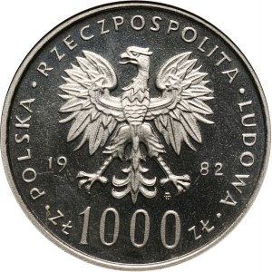 PRL, 1000 złotych 1982, Jan Paweł II, PRÓBA, nikiel