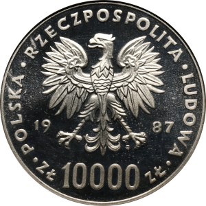PRL, 10000 złotych 1987, Jan Paweł II, PRÓBA, nikiel