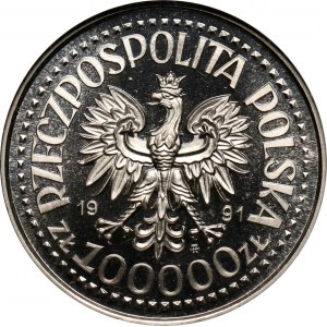 III RP, 100000 złotych 1991, Jan Paweł II, PRÓBA, nikiel