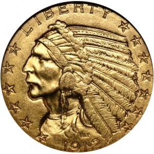 USA, 5 Dollars 1912 S, San Francisco, Indian head
