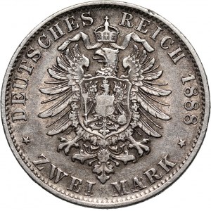 Germany, Bavaria, Otto, 2 Mark 1888 D, Munich