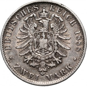 Niemcy, Bawaria, Otto, 2 marki 1888 D, Monachium