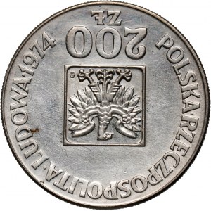 PRL, 200 złotych 1974, XXX Lat PRL, ODWROTKA