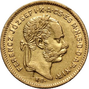 Hungary, Franz Josef I, 4 Forint = 10 Francs 1871 KB, Kremnitz