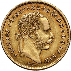 Hungary, Franz Josef I, 4 Forint = 10 Francs 1873 KB, Kremnitz