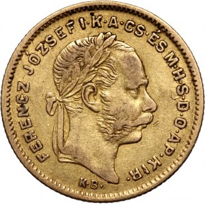 Węgry, Franciszek Józef I, 4 forinty = 10 franków 1874 KB, Kremnica