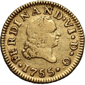 Hiszpania, Ferdynand VI, 1/2 escudo 1755, Madryt