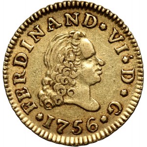 Hiszpania, Ferdynand VI, 1/2 escudo 1756, Madryt
