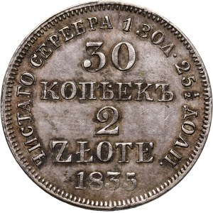 Zabór rosyjski, Mikołaj I, 30 kopiejek = 2 złote 1835 MW, Warszawa