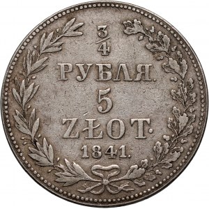 Zabór rosyjski, Mikołaj I, 3/4 rubla = 5 złotych 1841 MW, Warszawa