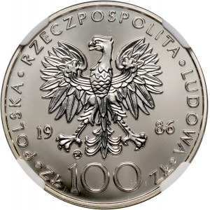 PRL, 100 złotych 1986, Valcambi, Jan Paweł II, stempel zwykły