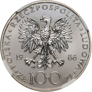 PRL, 100 złotych 1986, Valcambi, Jan Paweł II, stempel zwykły