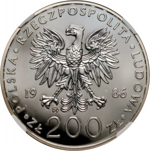 PRL, 200 złotych 1986, Valcambi, Jan Paweł II, stempel zwykły