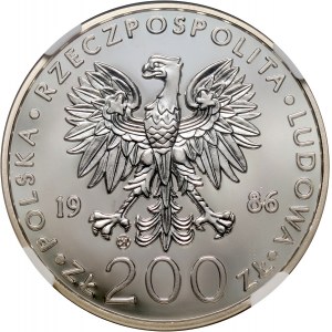 PRL, 200 złotych 1986, Valcambi, Jan Paweł II, stempel zwykły