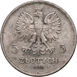 II RP, 5 złotych 1930, Warszawa, Sztandar, stempel płytki