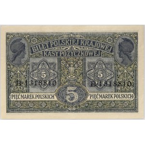 Generalne Gubernatorstwo, 5 marek polskich 9.12.1916, Generał, bilety, seria B