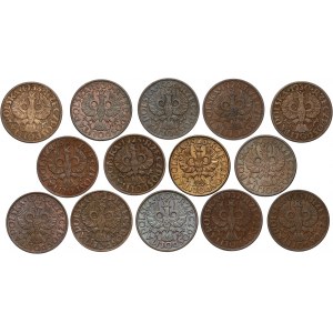 II RP, komplet monet 2-groszowych 1923-1939