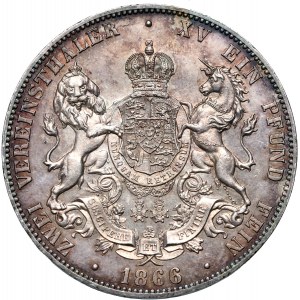 Germany, Georg V, Hannover, 2 Thaler 1866 B, Hannover