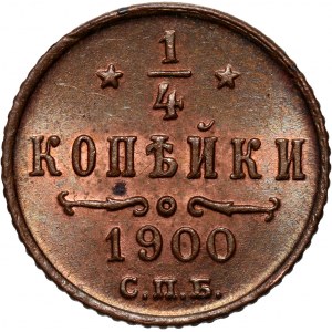 Rosja, Mikołaj II, 1/4 kopiejki 1900, Petersburg