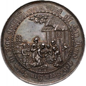 Wrocław, medal religijny z XVII wieku, narodziny Jezusa