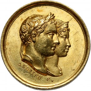 Francja, Napoleon, medal w złocie z 1810 roku, ślub Napoleona z Marią Luizą