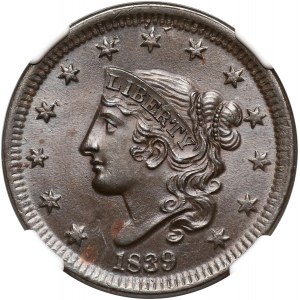 Stany Zjednoczone Ameryki, cent 1839, Filadelfia, Head of 1838