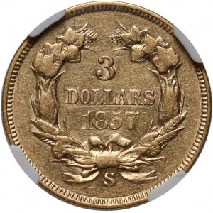 USA, 3 Dollars 1857 S, San Francisco