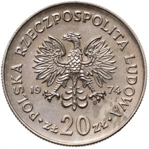 PRL, 20 złotych 1974, Marceli Nowotko, PRÓBA, miedzionikiel