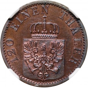 Niemcy, Prusy, Wilhelm I, 3 Pfenninge 1870 C, stempel lustrzany (Proof)