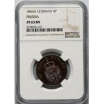 Germany, Prussia, Wilhelm I, 4 Pfenninge 1866 A, PROOF