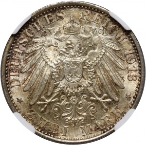 Germany, Prussia, Wilhelm II, 2 Mark 1913 A, Berlin, 25th Anniversary of the Reign