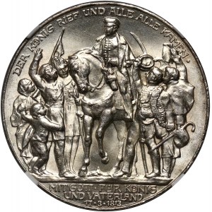 Niemcy, Prusy, Wilhelm II, 3 marki 1913 A, Berlin, 100-lecie Bitwy pod Lipskiem