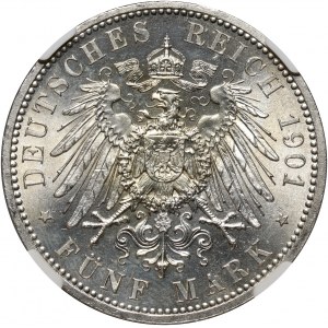 Niemcy, Prusy, Wilhelm II, 5 marek 1901 A, Berlin, 200-lecie Królestwa Prus