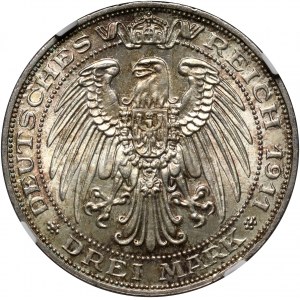 Niemcy, Prusy, Wilhelm II, 3 marki 1911 A, Berlin, Uniwersytet we Wrocławiu