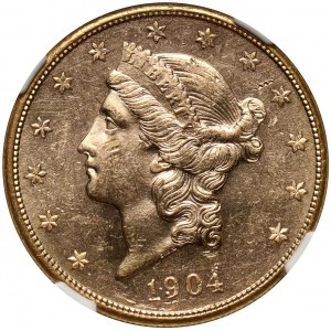 USA, 20 Dollars 1904 S, San Francisco, Prooflike