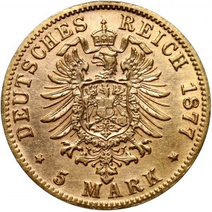 Germany, Prussia, Wilhelm I, 5 Mark 1877 A, Berlin