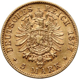 Germany, Bavaria, Ludwig II, 5 Mark 1877 D, Munich