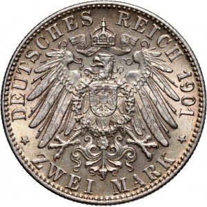 Niemcy, Badenia, Fryderyk I, 2 marki 1901 G, Karlsruhe