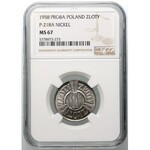 PRL, 1 złoty 1958, PRÓBA, nikiel