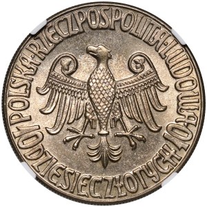 PRL, 10 złotych 1964, Warszawa, Kazimierz Wielki, miedzionikiel, bez napisu PRÓBA