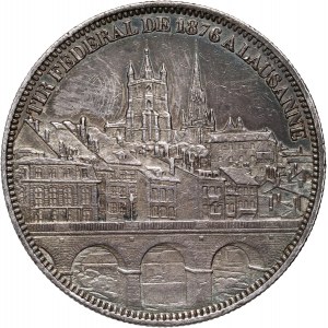 Switzerland, 5 Francs 1876, Lausanne, Shooting Festival