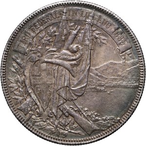 Switzerland, 5 Francs 1883, Lugano, Shooting Festival