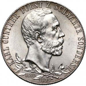 Niemcy, Schwarzburg-Sondershausen, Karol Günther, 2 marki 1905, Berlin, 25-lecie panowania