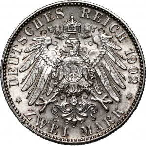 Niemcy, Saksonia, Albert, 2 marki pośmiertne 1902 E, Muldenhütten