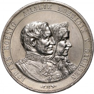 Germany, Saxony, Johann V, 2 Taler 1872 B, Dresden, Golden Wedding